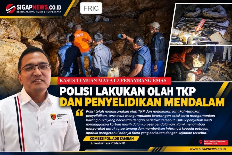 3 Penambang Emas Tewas di Lantung Sumbawa, Polda NTB Ivestigasi & Olah TKP