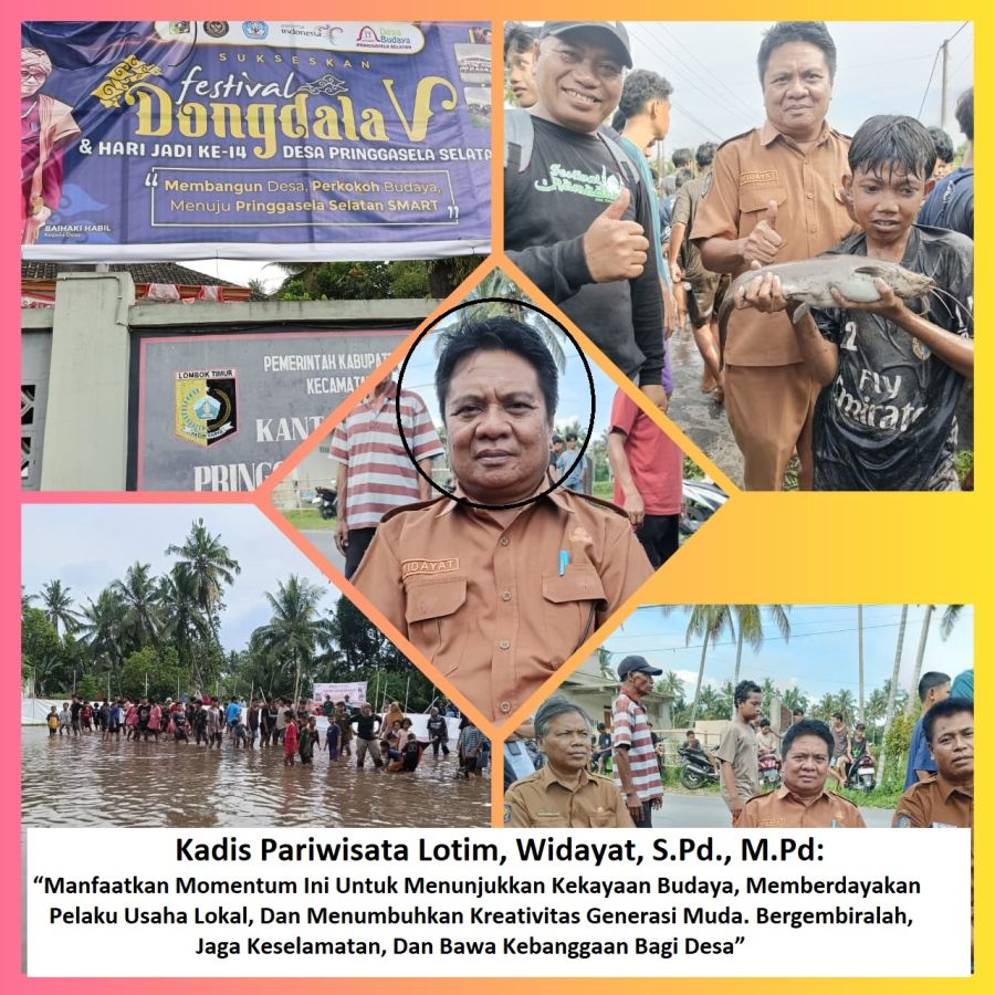 Acara Hiburan Tangkap Lele pada Festival Dongdala V & HUT Ke-14 Desa Pringgasela Selatan