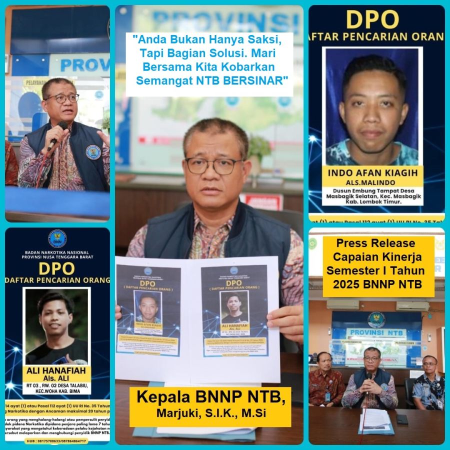 BNNP NTB Rilis 2 DPO Narkotika Asal Lotim dan Bima, Dalam Capaian Kinerja Semester I Tahun 2025
