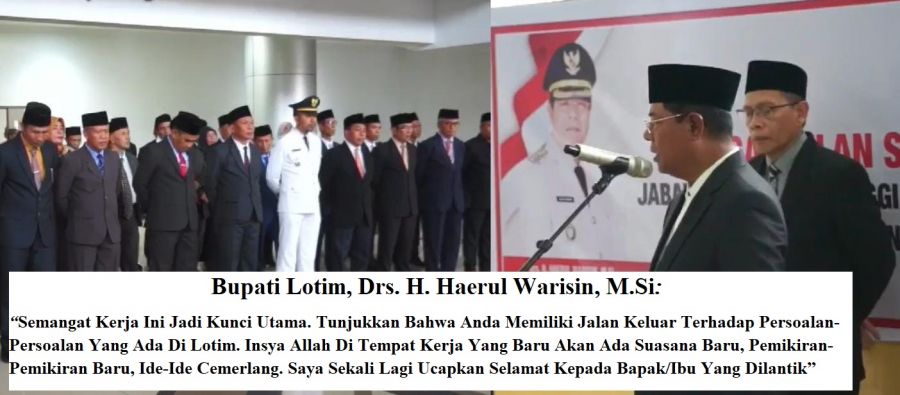 Bupati H. Haerul Warisin Tekankan Semangat Baru & Ide Cemerlang Pada Pelantikan 39 Pejabat Hari Ini