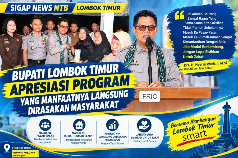 Bupati HW Apresiasi Penyaluran Bantuan Kepada 60 Pedagang Pasar Tenten Gandor oleh Baznas Lotim