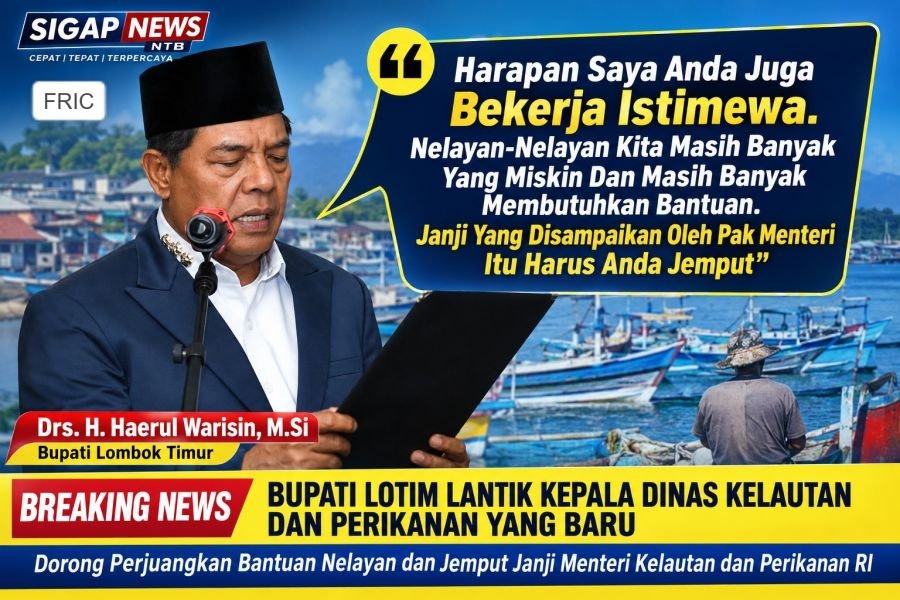 Bupati Lotim Lantik Tasywiruddin Jadi Kadis Kelautan & Perikanan, Minta Fokus Sejahterakan Nelayan