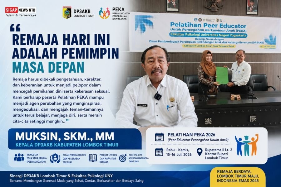 DP3AKB Lotim & Psikologi UNY Siapkan Remaja Jadi Agen Perubahan melalui Pelatihan PEKA