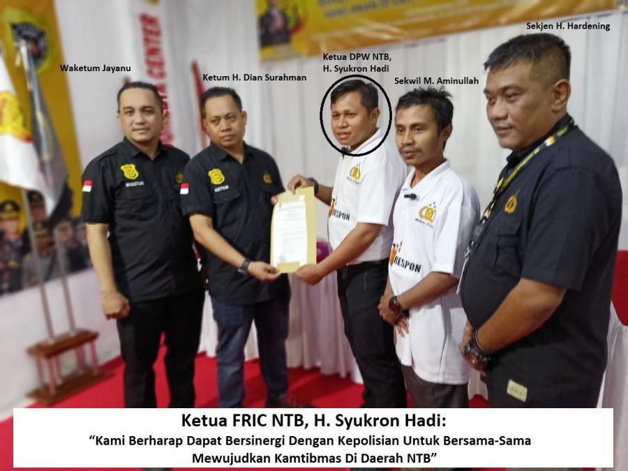 DPP Fast Respon Indonesia Center Resmi Lantik H. Syukron Hadi sebagai Ketua DPW FRIC NTB