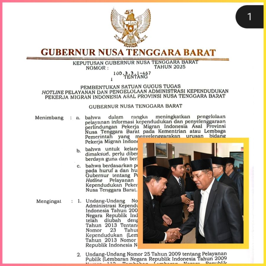 Gubernur NTB Bentuk Satgas Hotline Administrasi Kependudukan untuk Pekerja Migran