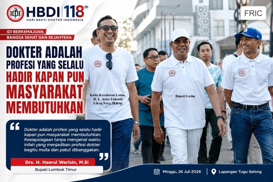 HBDI ke-118, Bupati Lotim Ingatkan Tidak Akan Ada Kemajuan Daerah Tanpa Peran Dokter