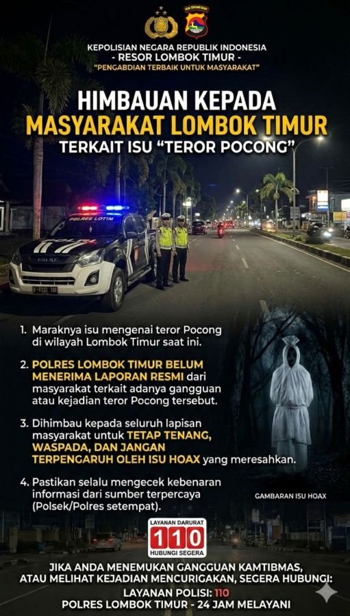 Heboh “Pocong Bawa Celurit”! Polres Lotim Cari Pelakunya, Yang Terancam Pidana 6 Tahun Penjara
