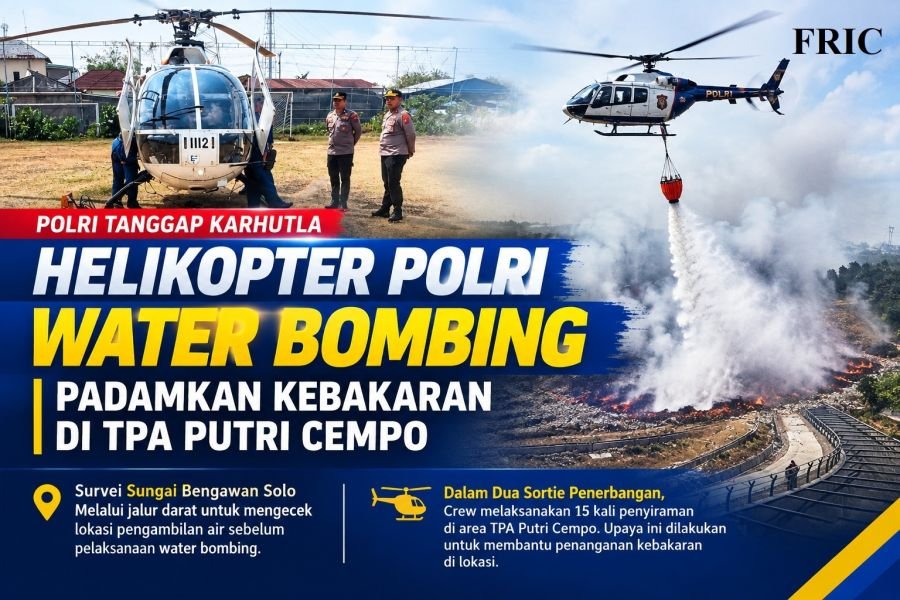 Helikopter Polri Dikerahkan Padamkan Kebakaran TPA Putri Cempo, 15 Kali Water Bombing