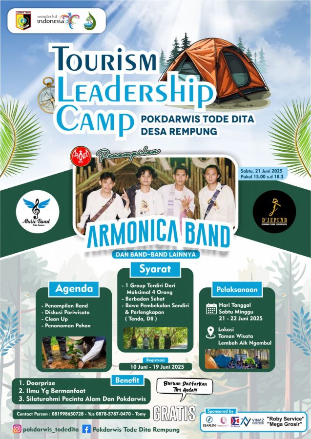 Ikutilah Camping Gratis! Tourism Leadership Camp 2025 di Taman Wisata Lembah Aik Ngembul, Rempung