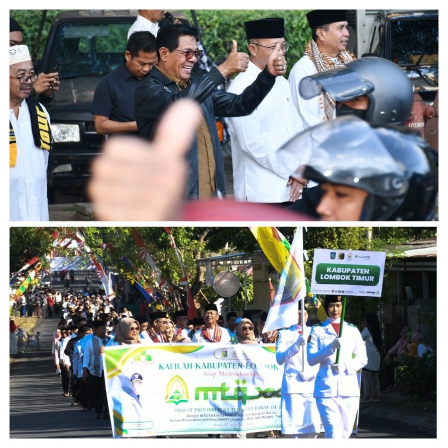 Cakep! Bupati Lotim Lepas Kontingen Pawai Ta’aruf MTQ NTB, Vespa Jadul Lombok Timur Curi Perhatian