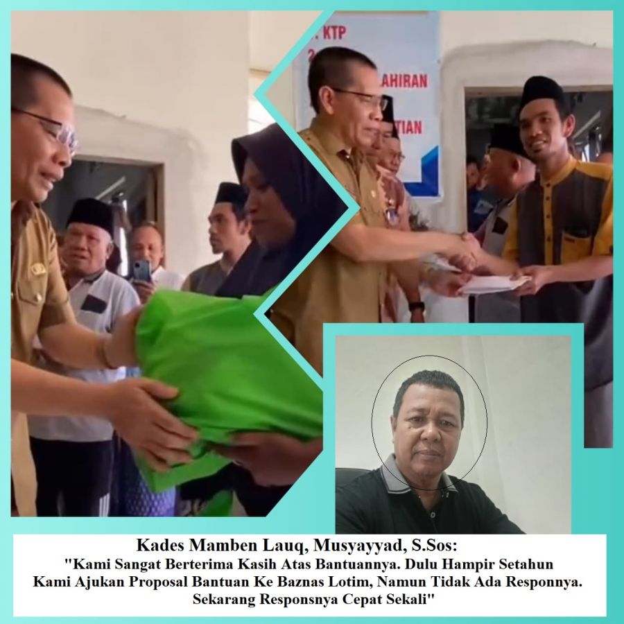 Kades Mamben Lauq Apresiasi saat Wabup & BAZNAS Lotim Salurkan 40 Paket Sembako Pasca Banjir Bandang