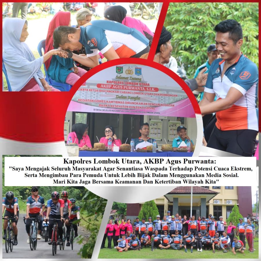 Kapolres Lotara Pimpin Gowes Kamtibmas & Baksos di Desa Selelos, Lakes Didukung Puskesmas Gangga