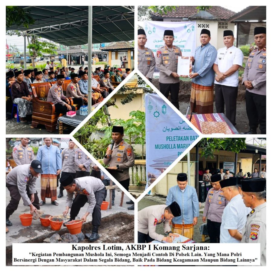 Kapolres Lotim Letakkan Batu Pertama Mushola di Polsek Terara, Bukti Suksesnya Sinergi Polri