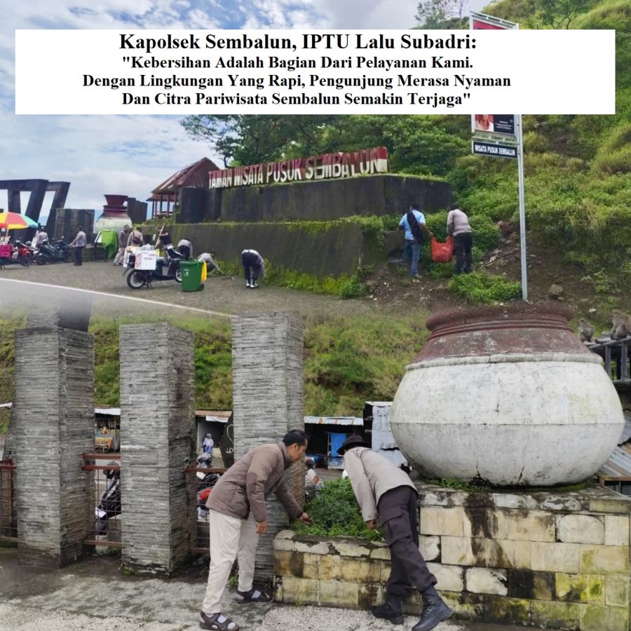 Kapolsek Sembalun Pimpin Aksi Kurvey di Taman Wisata Pusuk, Kawasan Kembali Bersih dan Nyaman