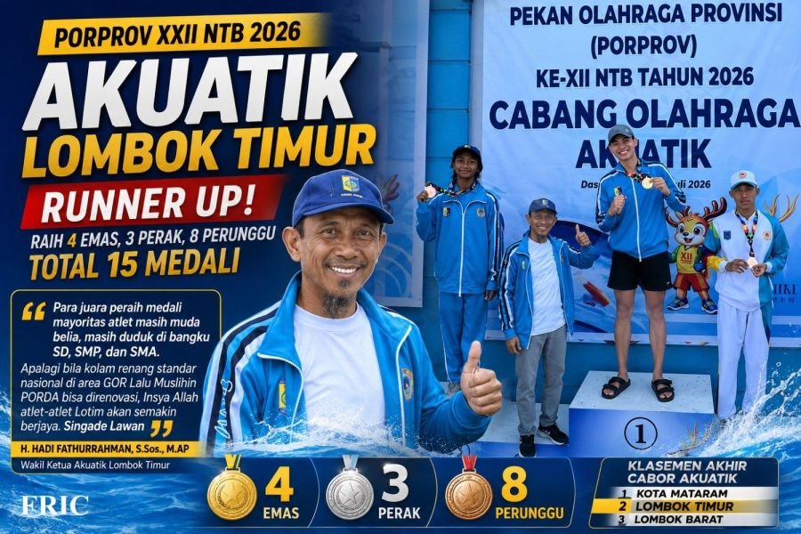 Keren! Akuatik Lotim Cetak Sejarah sebagai Runner Up PORPROV XXII NTB 2026, Borong 15 Medali