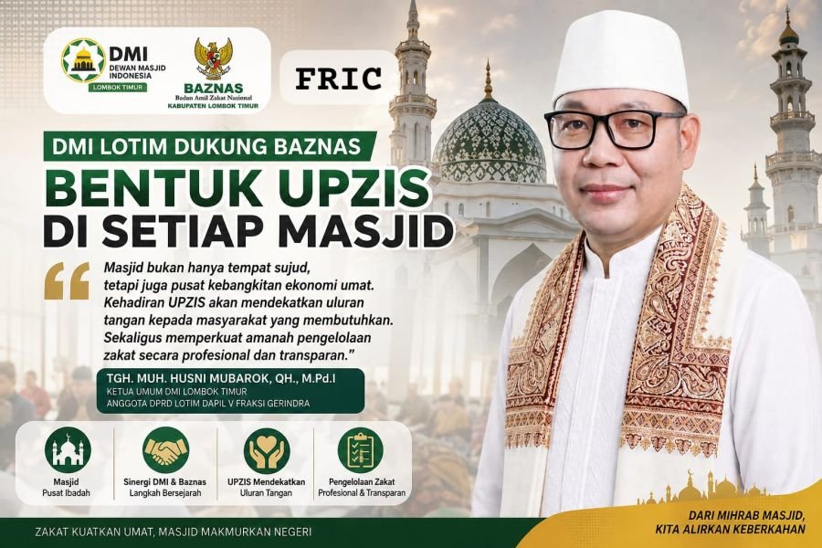 Ketum DMI Lotim Dukung Baznas Bentuk UPZ di Masjid, Siap Bersinergi Wujudkan Target ZIS Rp31 Miliar