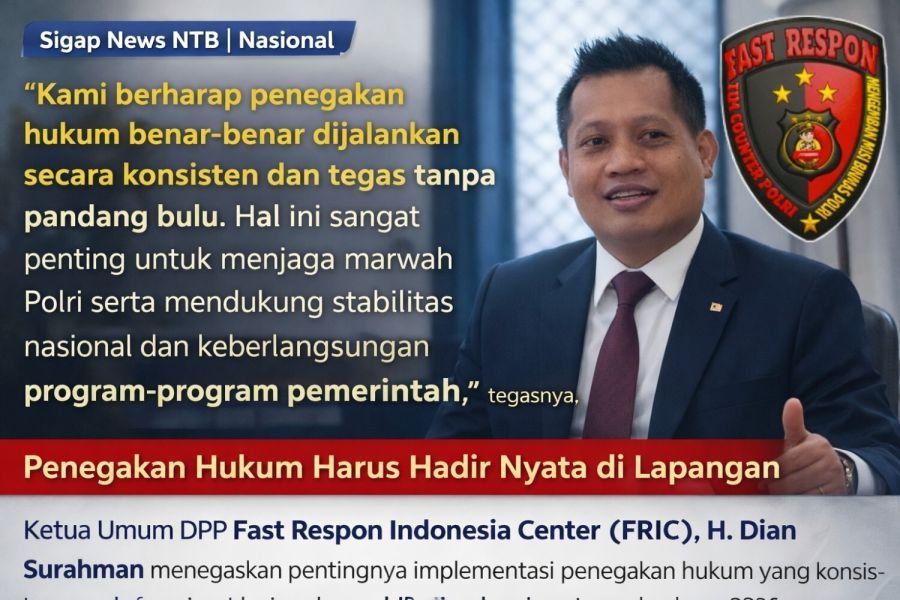 Ketum FRIC Tegaskan Penegakan Hukum Harus Konsisten, Tegas, dan Tanpa Tebang Pilih