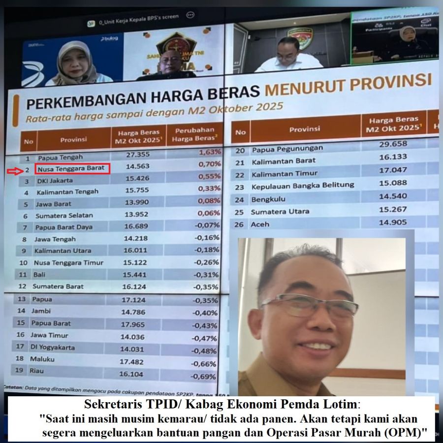 IPH Lotim Nomor 1 Tertinggi di NTB & 26 Se-Indonesia, Sekretaris TPID Sampaikan Strategi Pemda
