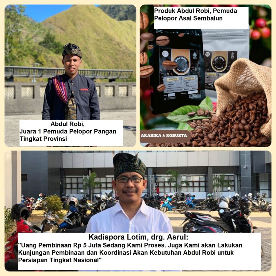 Membanggakan! Pemuda Asal Sembalun Juara 1 Pemuda Pelopor Dalam Pengelolaan Kopi Arabika & Robusta