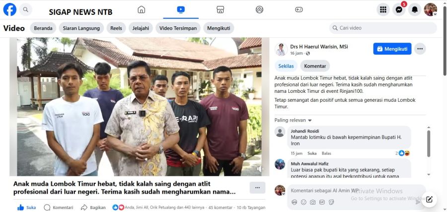Menuju Puncak Kejayaan: Bupati H. Haerul Warisin Dukung Prestasi Gemilang Atlit Rinjani 100