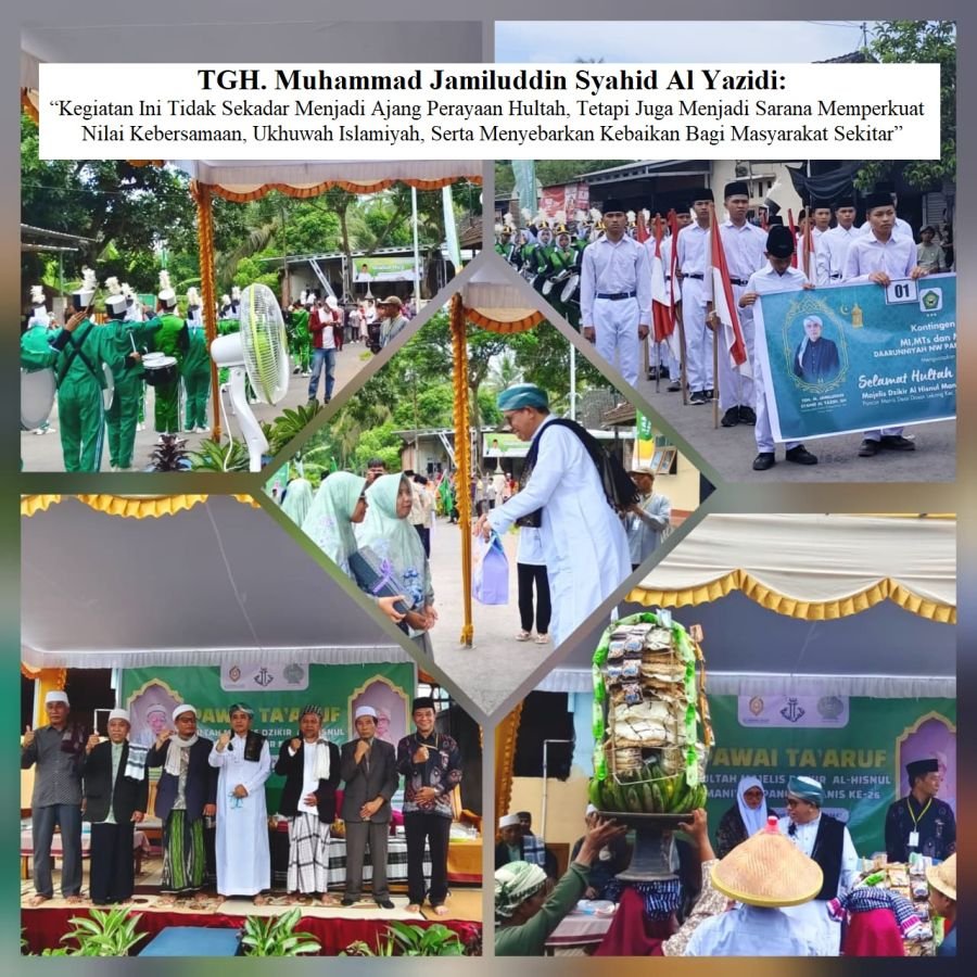 Meriah! Ribuan Jamaah Padati Pawai Ta'aruf Hultah Majelis Dzikir Al Husnul Mani' NW Pancor Manis