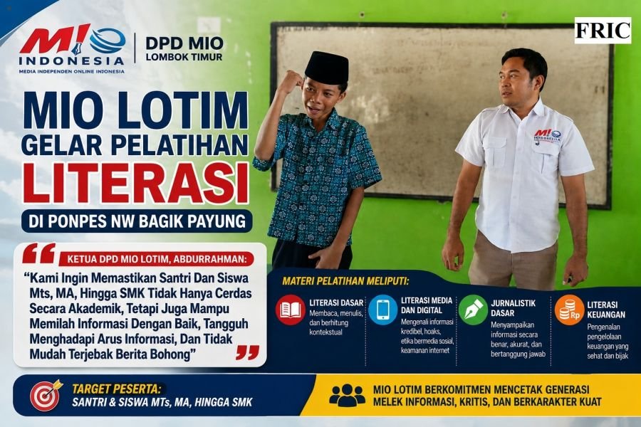 MIO Lotim Gelar Pelatihan Literasi di Ponpes NW Bagik Payung, Bekali Santri MTs, MA hingga SMK