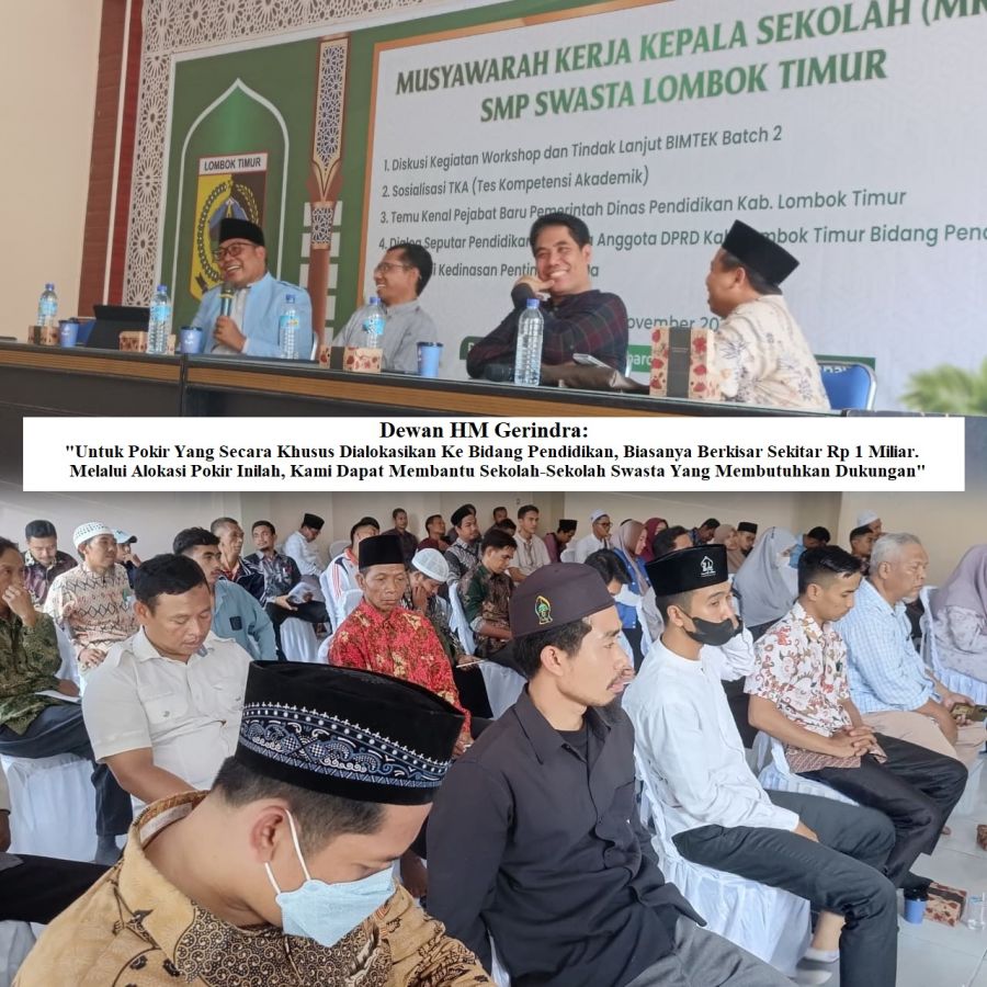 MKKS SMP Swasta Lombok Timur Menggelar Dialog Seputar Potret Pendidikan Bersama Dewan HM Gerindra