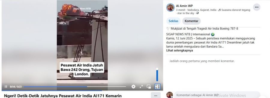 Mukjizat di Tengah Tragedi: 1 Penumpang Selamat dari 242, dalam Kecelakaan Pesawat Air India Kemarin