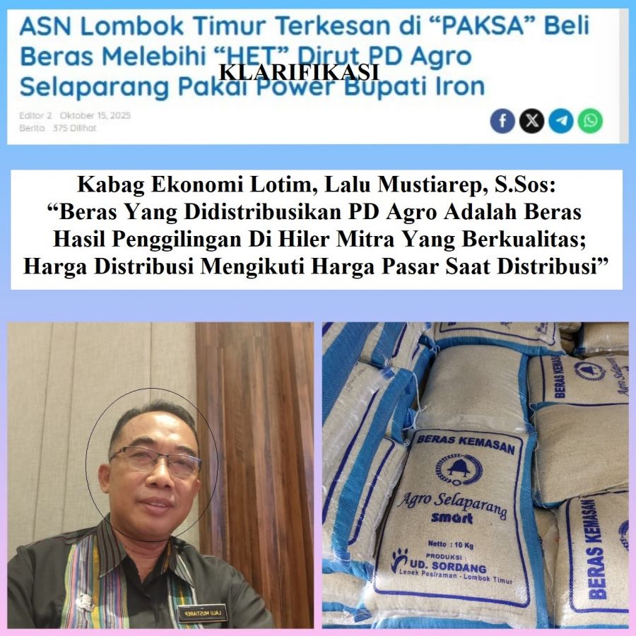 Nama Bupati Lotim Dicatut Tekait Masalah Beras, Kabag Ekonomi Berikan Tanggapan