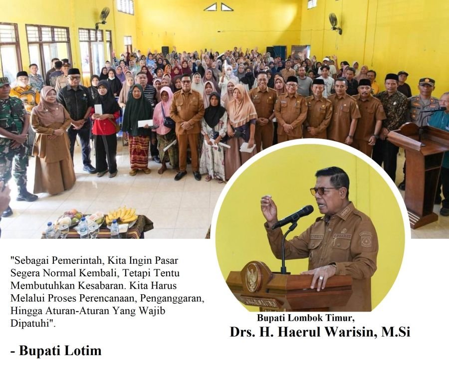 Nggak Omon-Omon! Bupati Lotim Serahkan Bansos Rp 2 Jt Bagi Koban Kebakaran Pasar Pringgabaya
