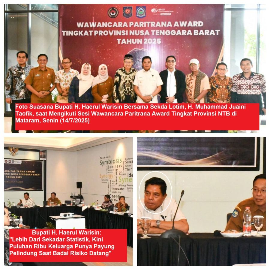 Paritrana Award Prov. NTB: Bupati Lotim Beberkan >30% Populasi Kerja Aktif dalam BPS Ketenagakerjaan
