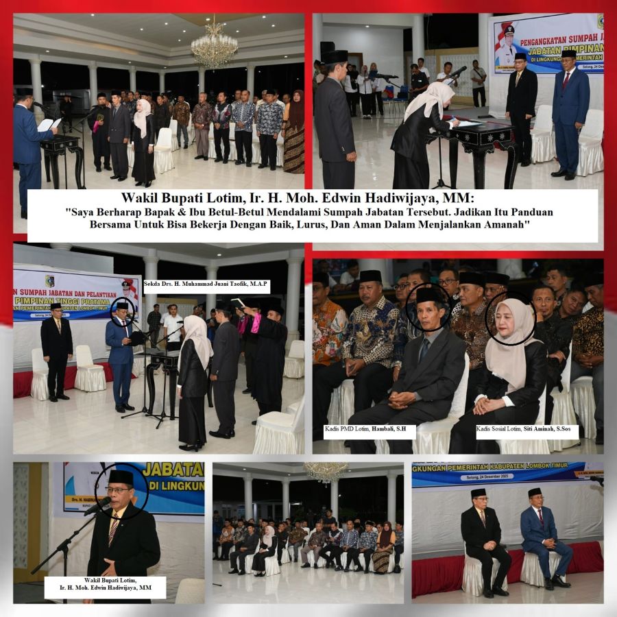 Penyegaran Birokrasi Jelang 2026: Wabup Lotim Lantik Kadis PMD & Kadis Sosial