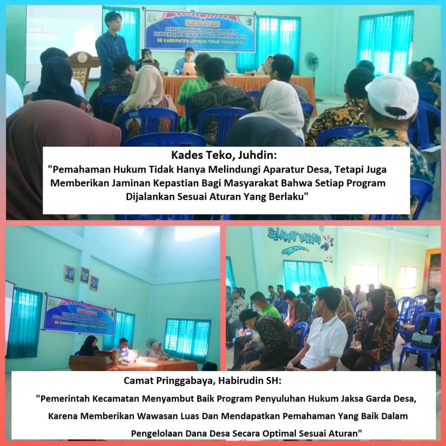 Penyuluhan Hukum “Jaksa Garda Desa” oleh Kejari dan DPMD Lotim, Pemdes Teko Apresiasi