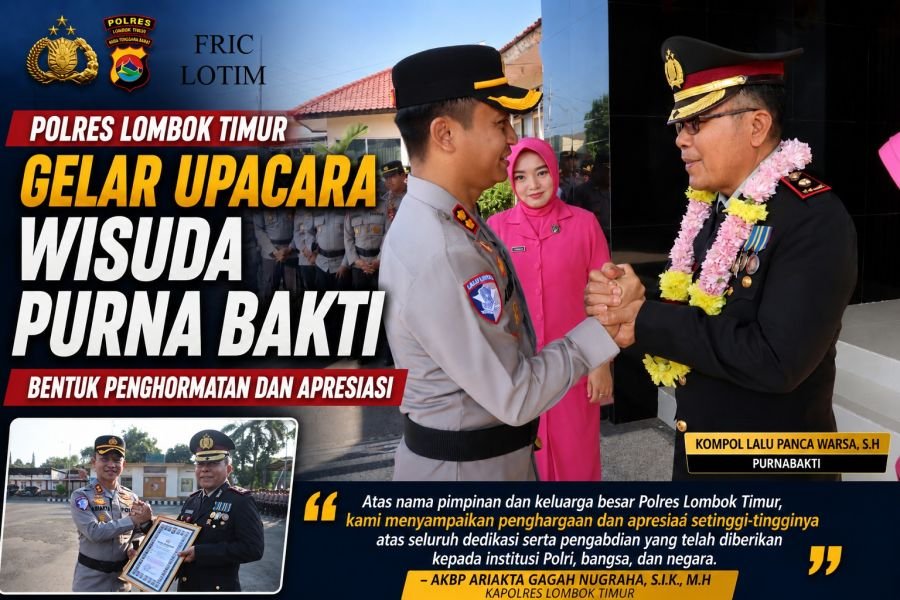 Polres Lotim Gelar Wisuda Purna Bakti Kompol Lalu Panca Warsa, Penghormatan atas Pengabdian Tulusnya