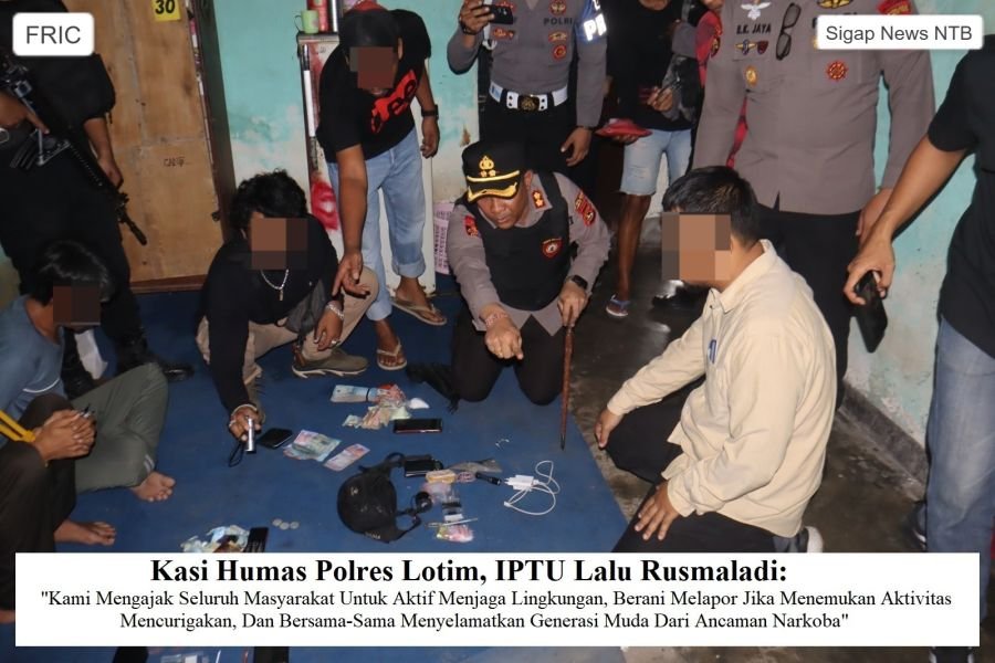 Polres Lotim Grebek Kampung Rawan Narkoba, 7 Terduga Diamankan dan Sabu 51,51 Gram Disita
