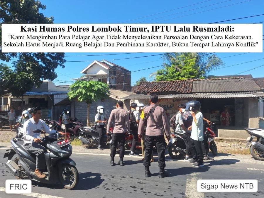 Polsek Keruak Sigap Bubarkan Rombongan Pelajar SMAN 1 Keruak yang Diduga Akan Terlibat Tawuran