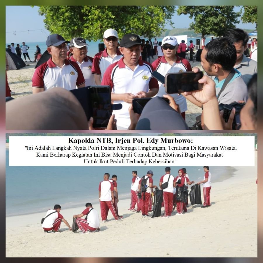 Salut! Kapolda NTB Pimpin Aksi Bersih Pantai di Tanjung Aan, Dorong Kepedulian Lingkungan
