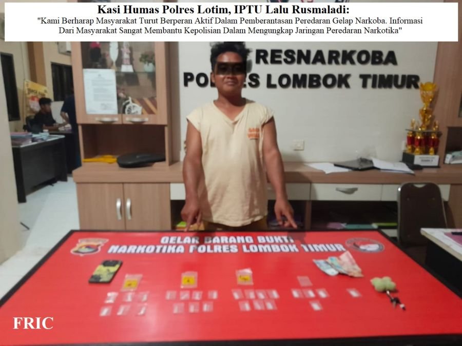Satresnarkoba Polres Lotim Tangkap Terduga Pengedar Sabu di Masbagik, Sita 15,31 Gram Narkotika