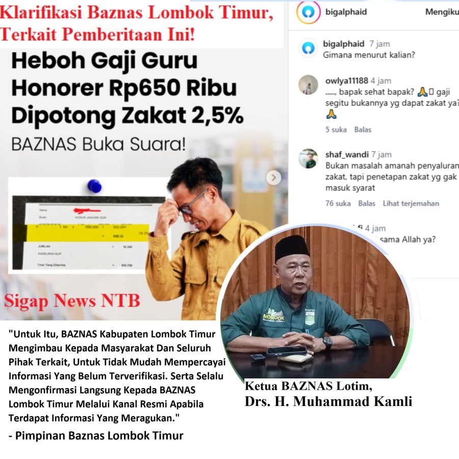 Sedang Viral! Klarifikasi BAZNAS Lombok Timur Terkait Isu Pemotongan Zakat 2,5% Gaji P3K Paruh Waktu