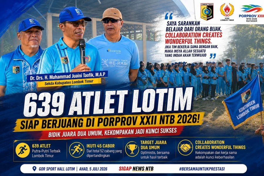 Sekda Juaini Taofik Lepas 639 Atlet Porprov NTB, Targetkan Lombok Timur Raih Juara 2 Umum
