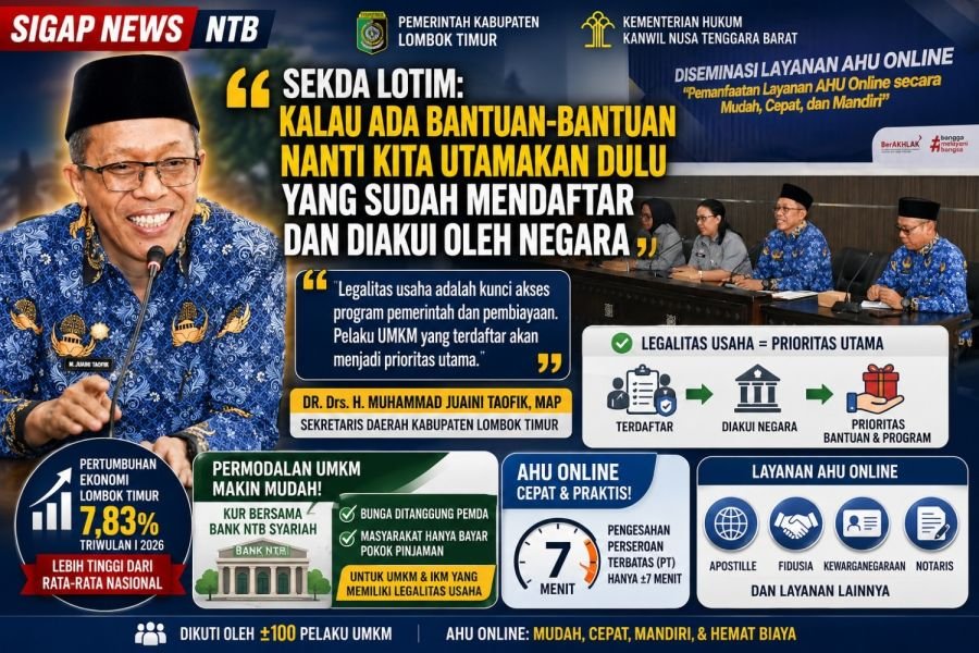 Sekda Lombok Timur Dorong UMKM Manfaatkan AHU Online untuk Perkuat Legalitas Usaha