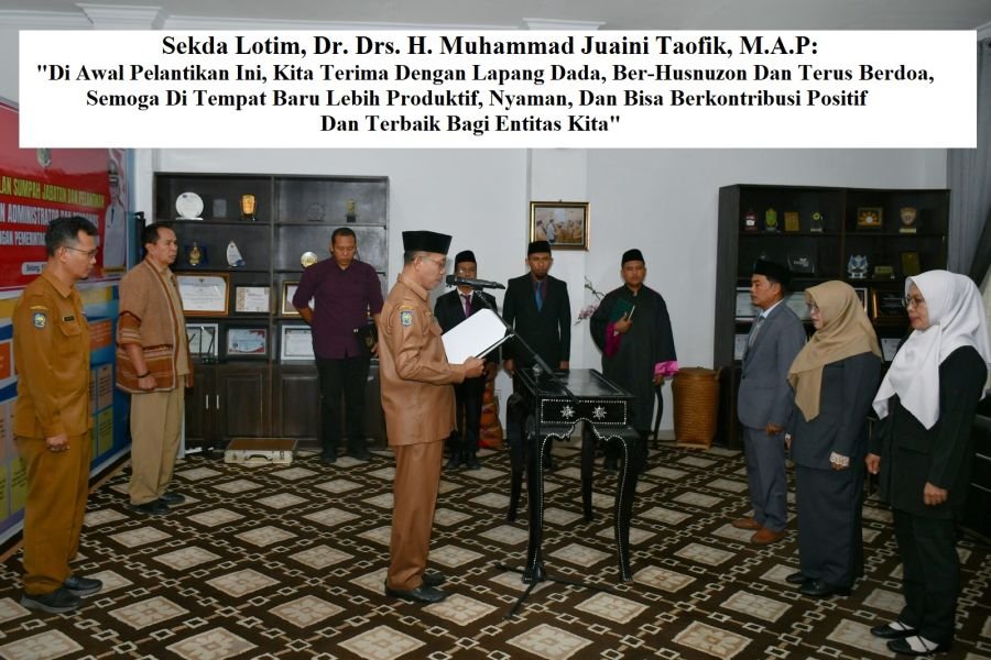 Sekda Lotim Resmi Lantik 3 Pejabat Pemda Lotim: Sekcam Sakra, Kasub Bappeda & Kasi Kelurahan Rakam