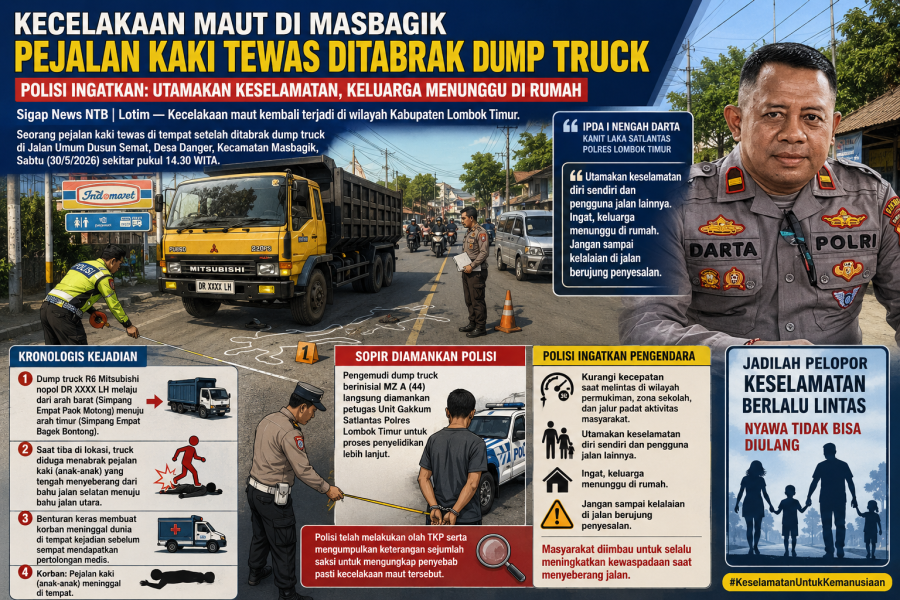 Seorang Anak Tewas Terlindas Truk Pasir Saat Hendak Menyeberang Jalan di Masbagik
