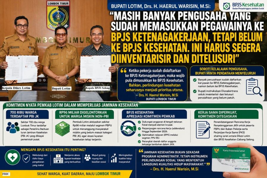 Siap-Siap! Bupati Lotim Akan Kejar Pengusaha Yang Tidak Daftarkan Pegawainya ke BPJS Kesehatan