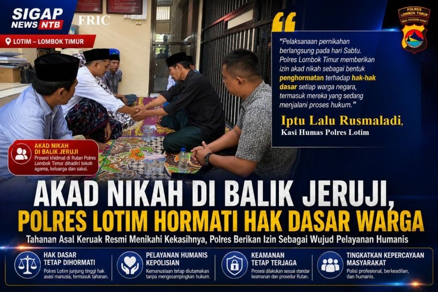 Tahanan Polres Lombok Timur Menikah di Ruang Tahanan, Akad Nikah Berlangsung Khidmat