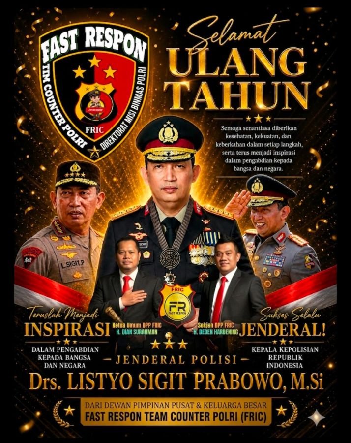 Ucapan Hangat Penuh Makna, Ketum & Sekjen FRIC Doakan Kapolri Tetap Jadi Inspirasi Pengabdian Bangsa
