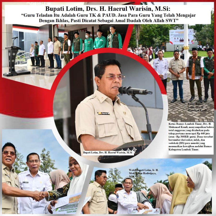 Wow! Bupati Lotim Berikan Hadiah Umrah & Baznas Lotim Salurkan Insentif Bagi 1.434 Guru TK-PAUD