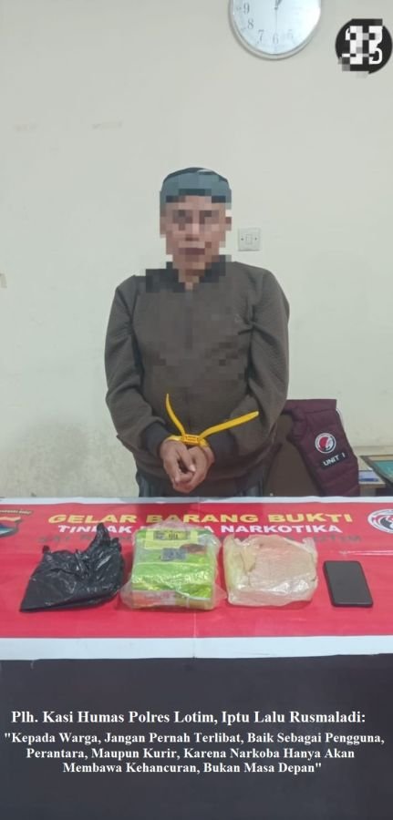 Wow! Diduga Bawa 1,08 Kg Shabu, Satresnarkoba Polres Lotim Ringkus Terduga Pelaku di Aikmel