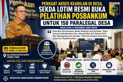 sekda-lotim-resmi-buka-pelatihan-posbankum-untuk-158-paralegal-desa